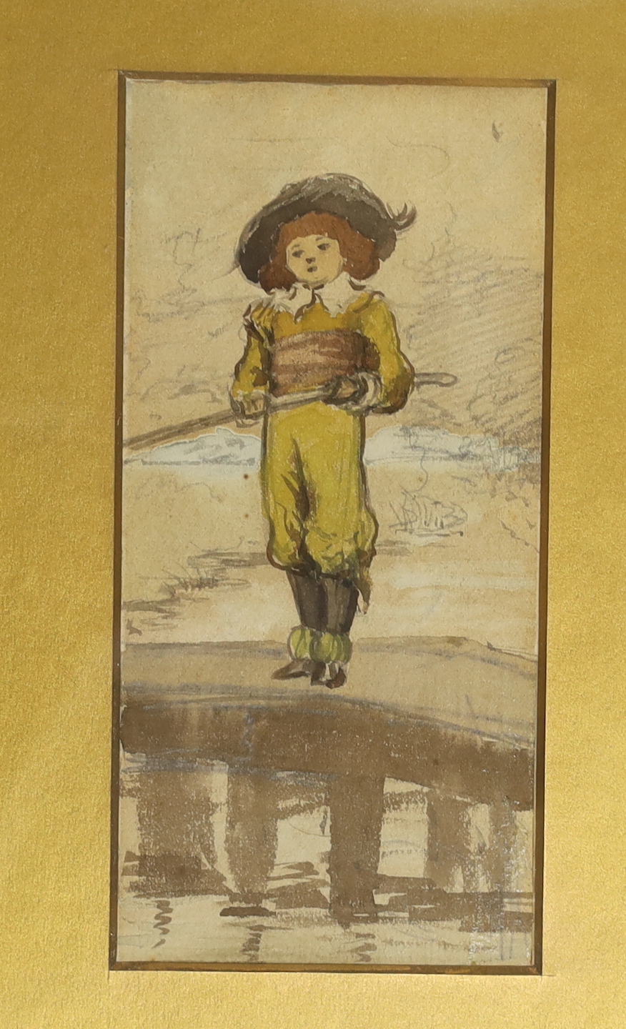 Charles Trevor Garland (1851-1906), two watercolours, Dog and cat and Boy angler, one signed and dated Jan '79, largest 12 x 17cm. Condition - fair
